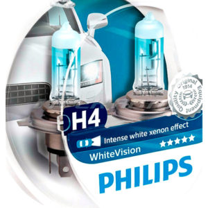 Лампы PHILIPS H4 WhiteVision Xenon Effect +60% 12342WHVSM